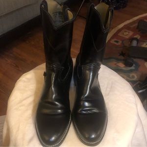 Justin Basics Black Cowboy Leather Roper Boot Men's Size 10EE
